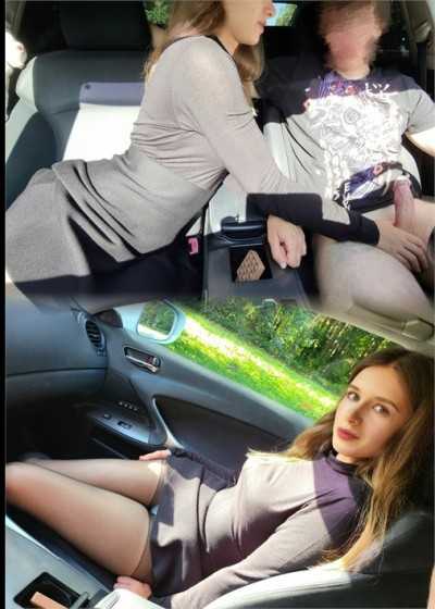 我们正要回家,但我还是忍不住停下来,在车裡吸吮他的肉棒